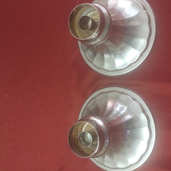 Godinger Silver Art Co Pair Of Wide Base MCM Candleholders - Picture 2 of 5